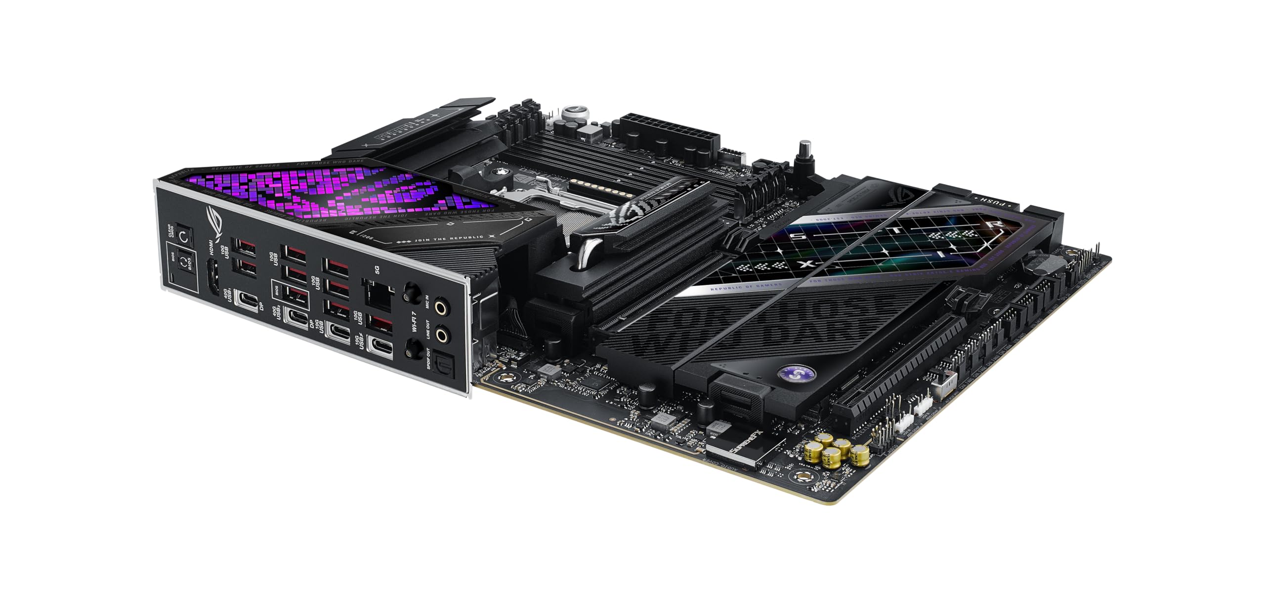 ASUS ROG Strix X870E-E Gaming WIFI7 NEO, placa base AMD ATX, 18+2+2 etapas de potencia, ranuras DDR5, cinco ranuras M.2, PCIe® 5.0 con soporte completo para GPU de próxima generación, Wi-Fi 7, USB 4