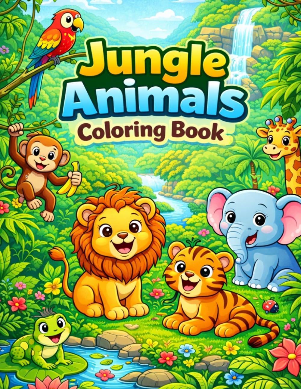 Jungle Animals Coloring Book: Fun and Educational Jungle Animal Coloring Pages for Kids of All Ages