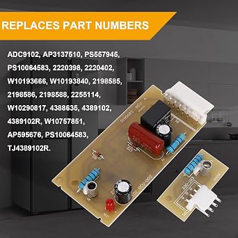 4389102 Refrigerator Ice Maker Sensor Control Boards Kit Compatible with Whirlpool Kenmore KitchenAid Maytag Jenn Air Replaces W10757851 W10290817 AP5956767 W10193666 ADC9102 2198586 PS557945 AP313751