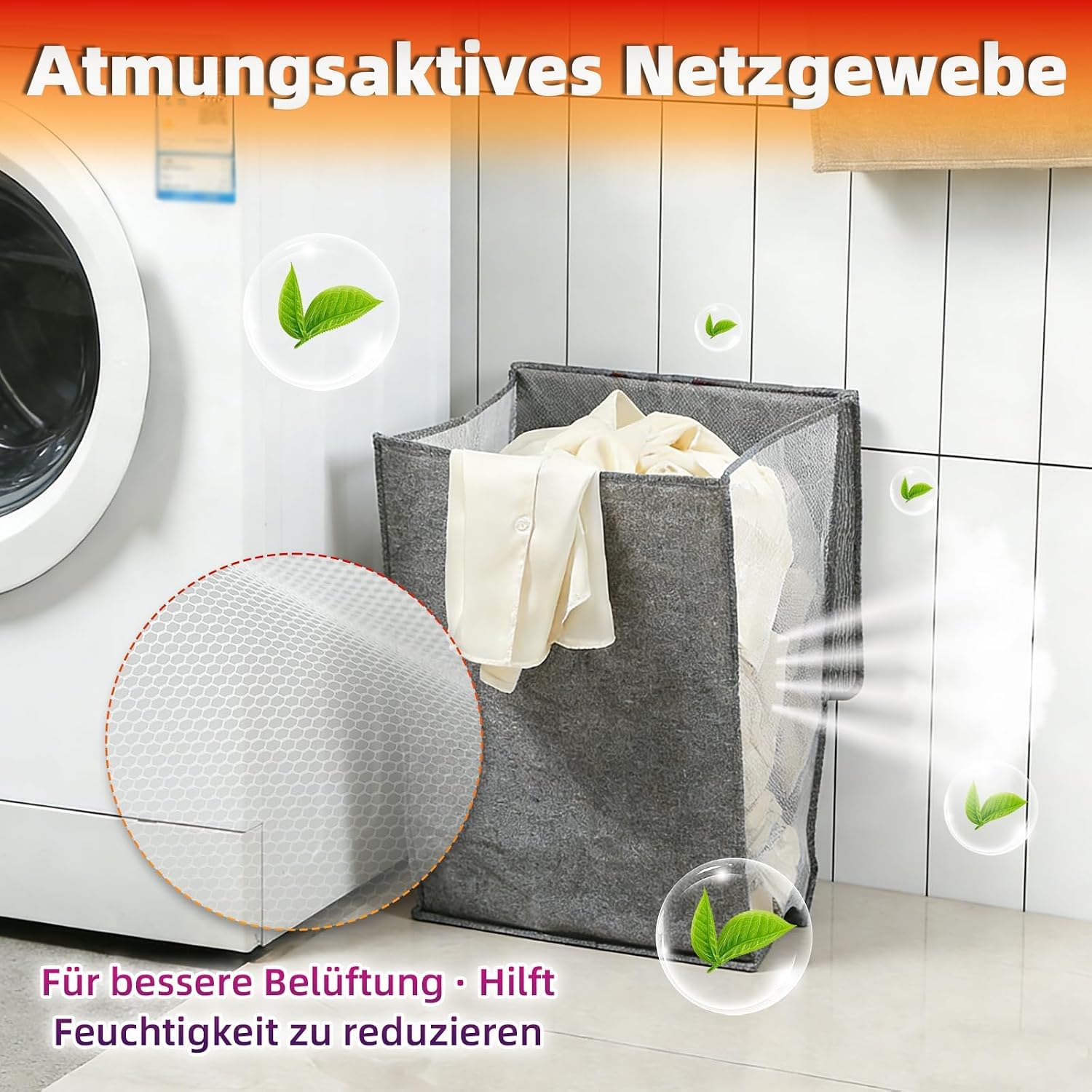 RETSAMV Wäschekorb Wandmontage, Selbstkomprimierender Organizer, Faltbarer Schmutzwäschekorb mit Deckel, Atmungsaktive und Schlagfreie Aufbewahrungsbox für Kleidung, Wäschesammler Schmal (Beige-M) Küche, Haushalt & Wohnen