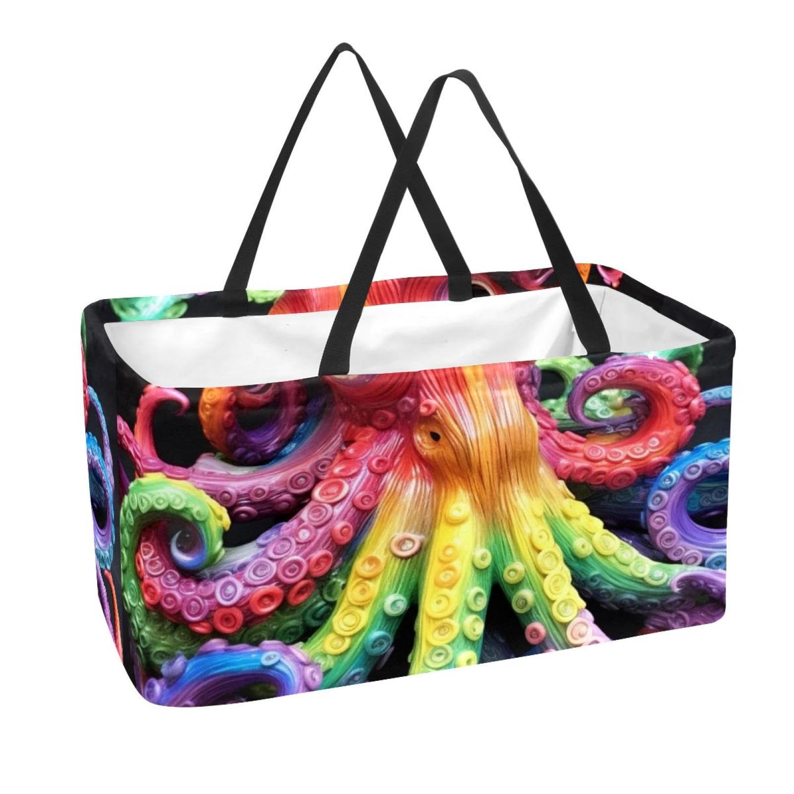 Panier de rangement pieuvre colorée pour courses et plage