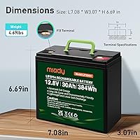 Vista 2 de Miady 12V 30Ah Lithium LiFePO4 Battery, Deep Cycle 3000+ Rechargeable Battery For Small UPS, Fish Finder, Power Wheels, Scooters, Solar-Power