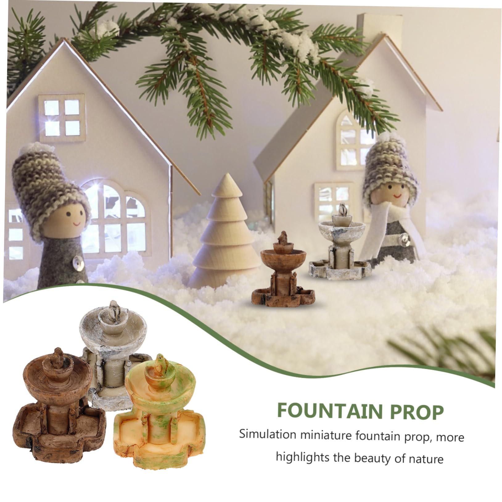 SEWOART Resin Micro Landscape Fountain 3pcs Miniature Garden Ornaments Miniature Garden Accessories Set