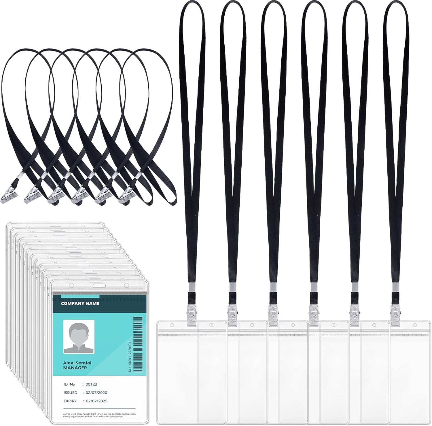 50 Pcs Extra Large Badge Holders with Lanyards Credential