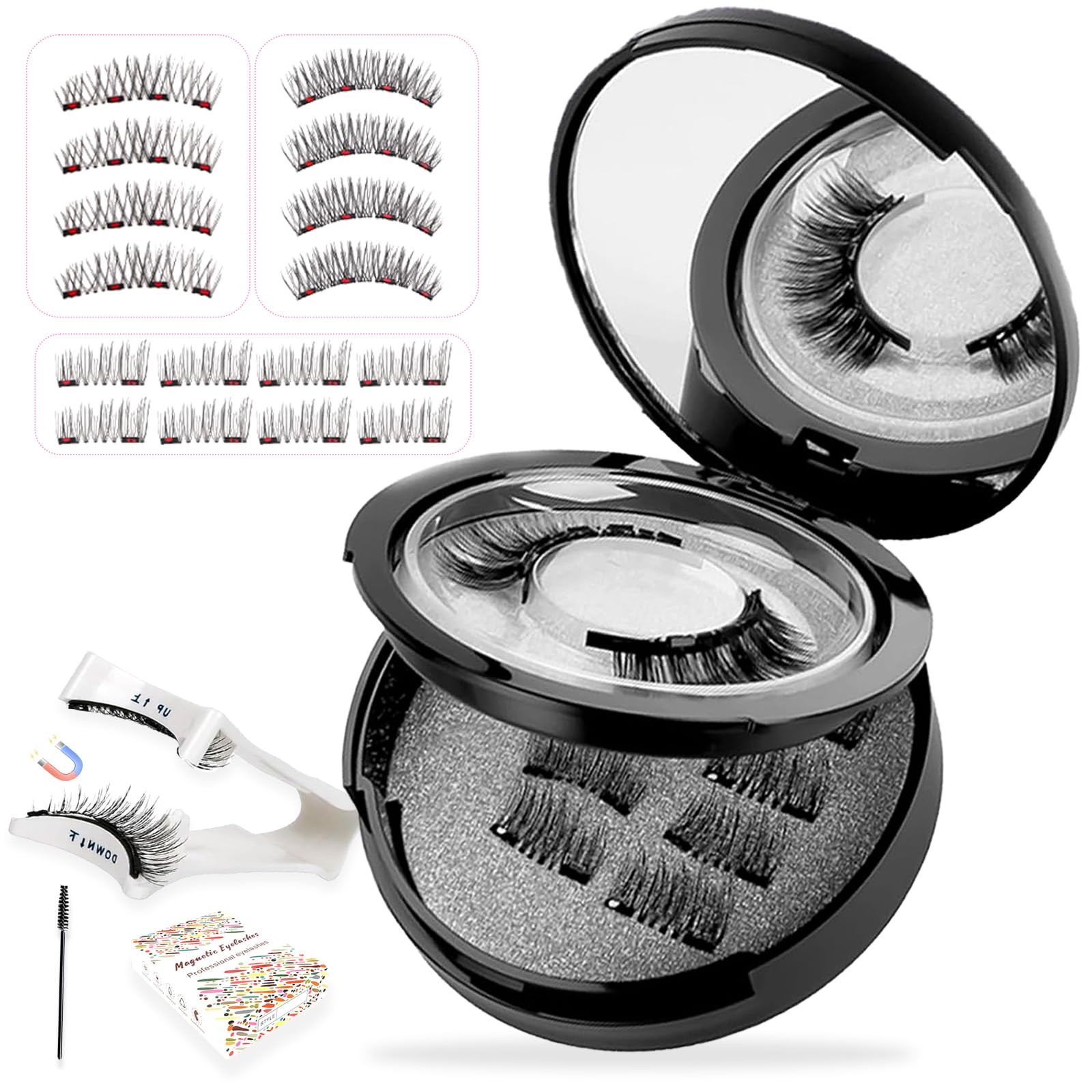 SUpoetry Magnetic Eyelashes Set 3D 3 works 6-26 mm, 3D Magnetic Fake Lashes
