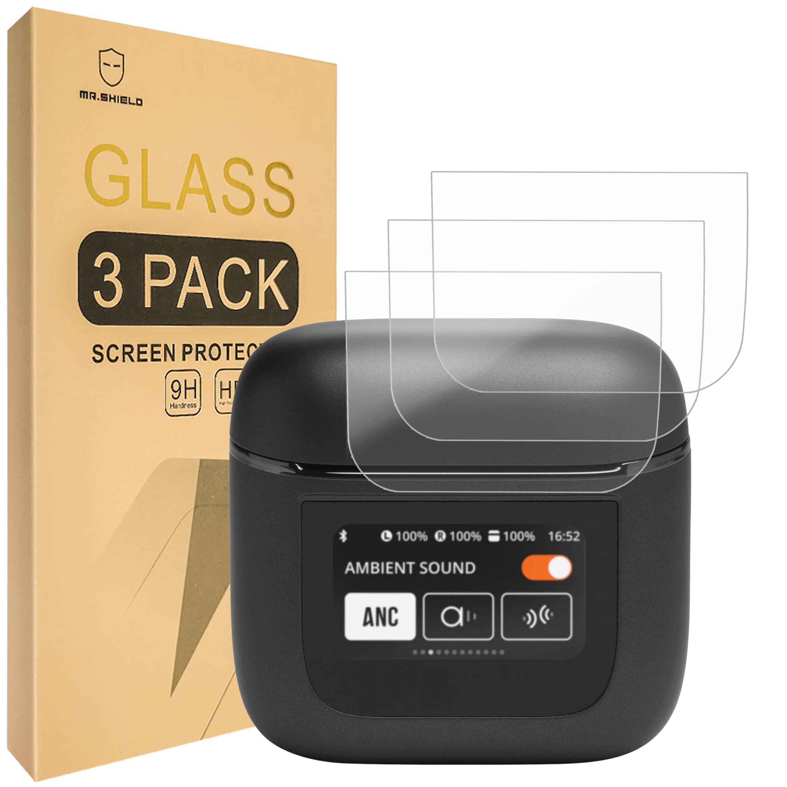 Mr.Shield Screen Protector compatible with JBL TOUR PRO 2 [Tempered Glass] [3-PACK] [Japan Glass with 9H Hardness]