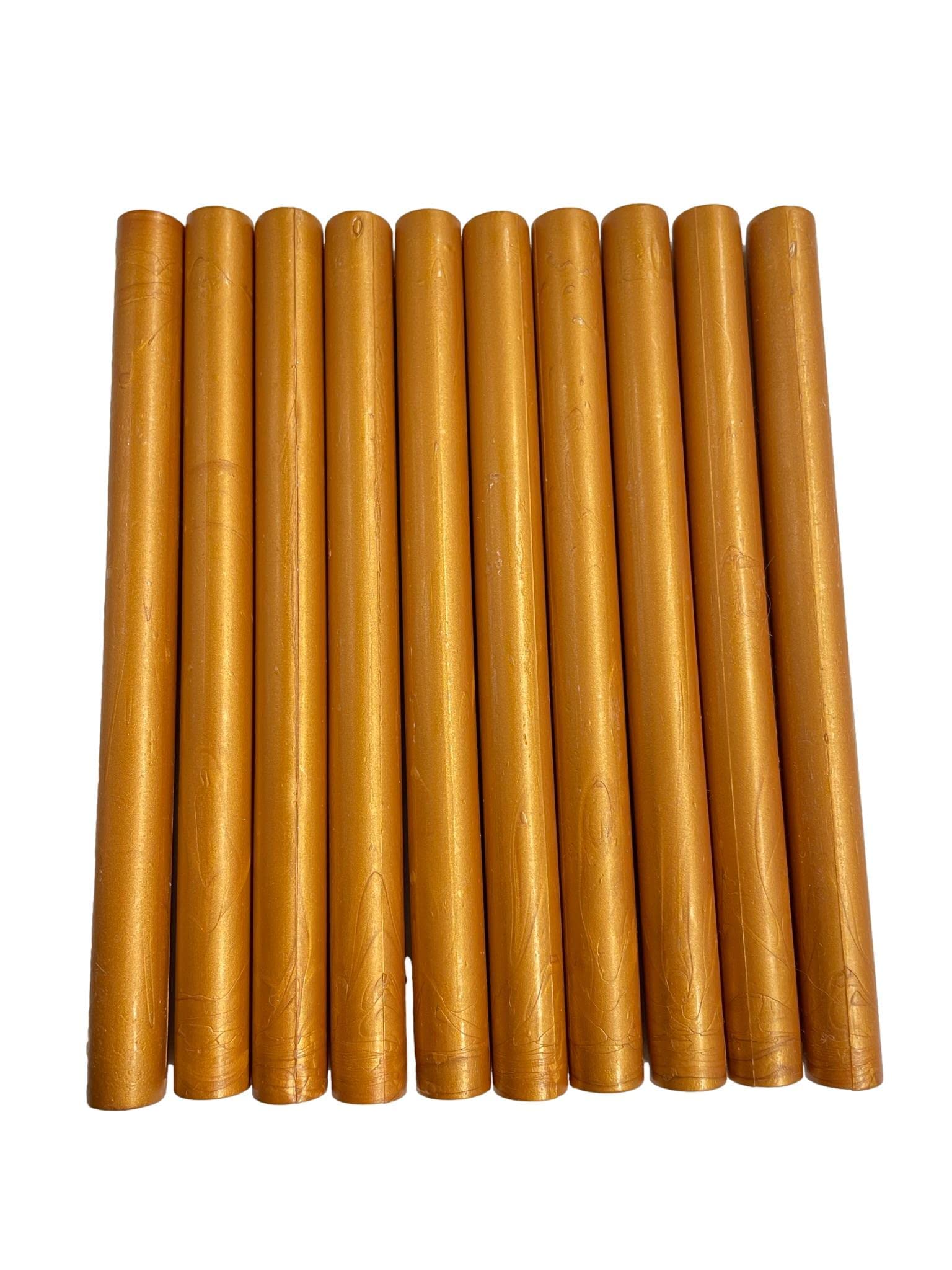 Syntego 10pcs Orange Gold Shimmer Glue Gun Sealing Wax Sticks for Wax Seal Stamping