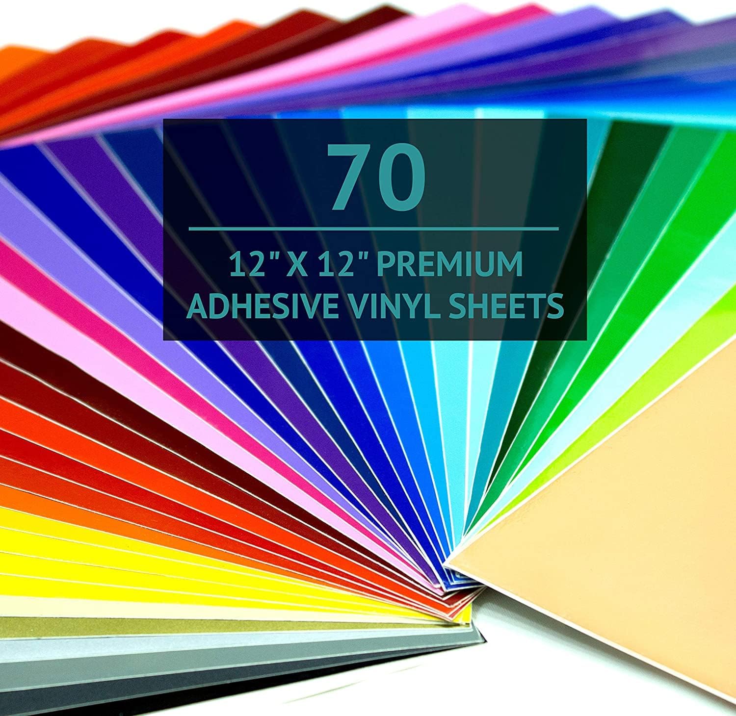 Bright Idea Permanent Vinyl, 70 Pack 12 "x 12" Vinyl Sheets Compatible with Cutting Machine,Permanent Bundle for Crafter