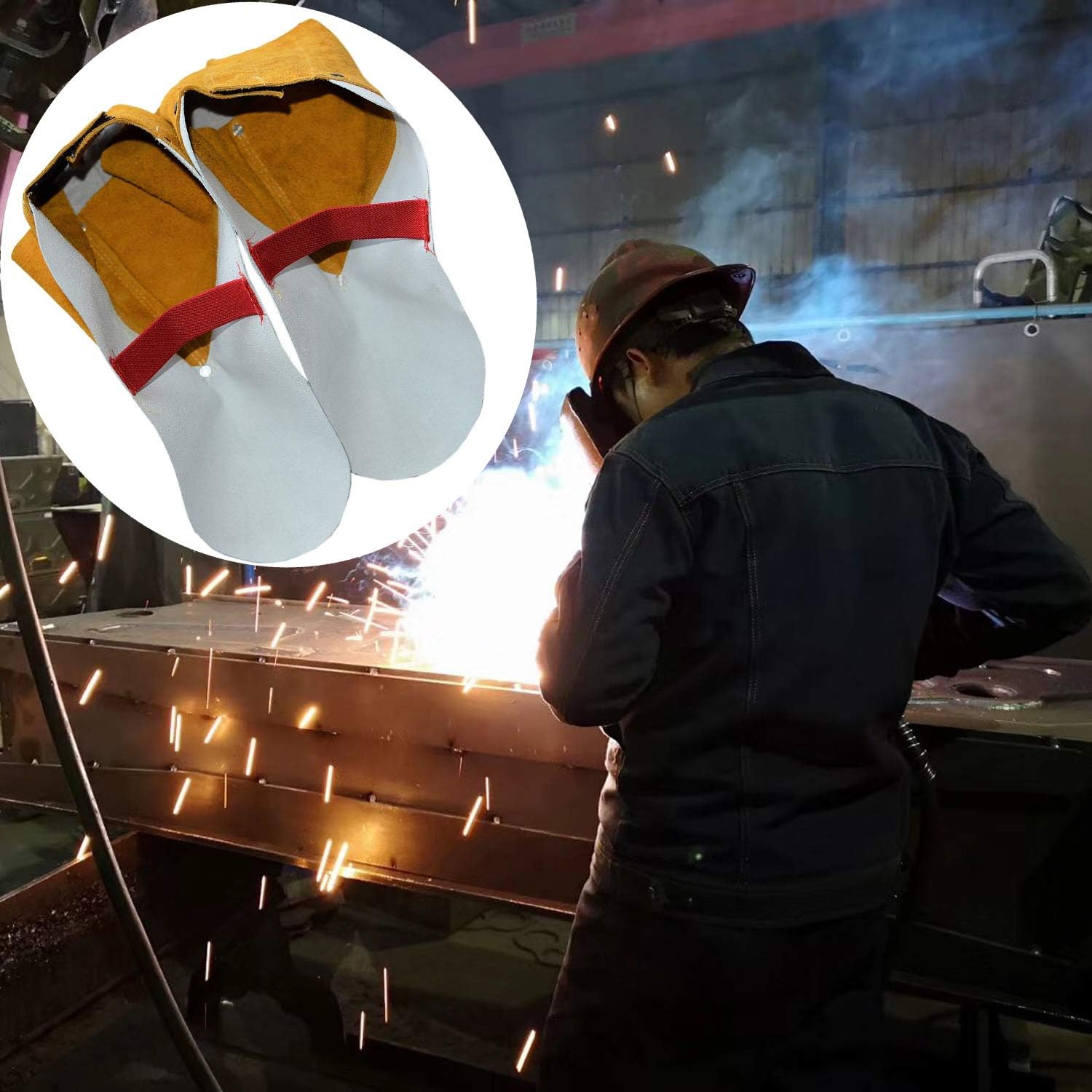 ZP3002 Cowhide Leather Heat and Abrasion Resistant Welding Spats, Welding Boot Protectors, Welding Shoe Cover, Welding Gaiters