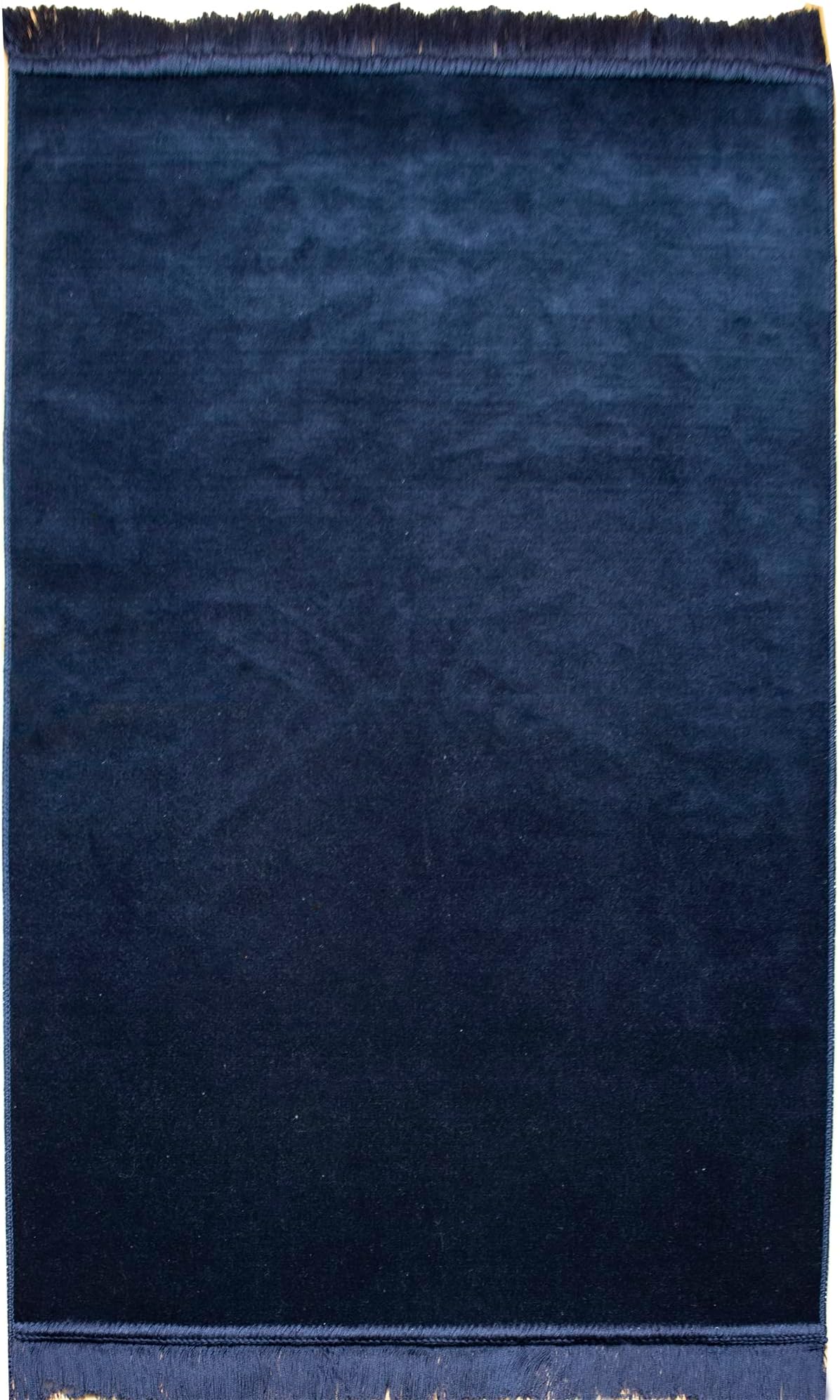 Modefa Turkish Islamic Velvet Janamaz Prayer Rug - Prayer Mat Carpet for Men and Women - Traditional Muslim Sajadah - Ramadan or Eid Gift - Solid Simple (Navy Blue)