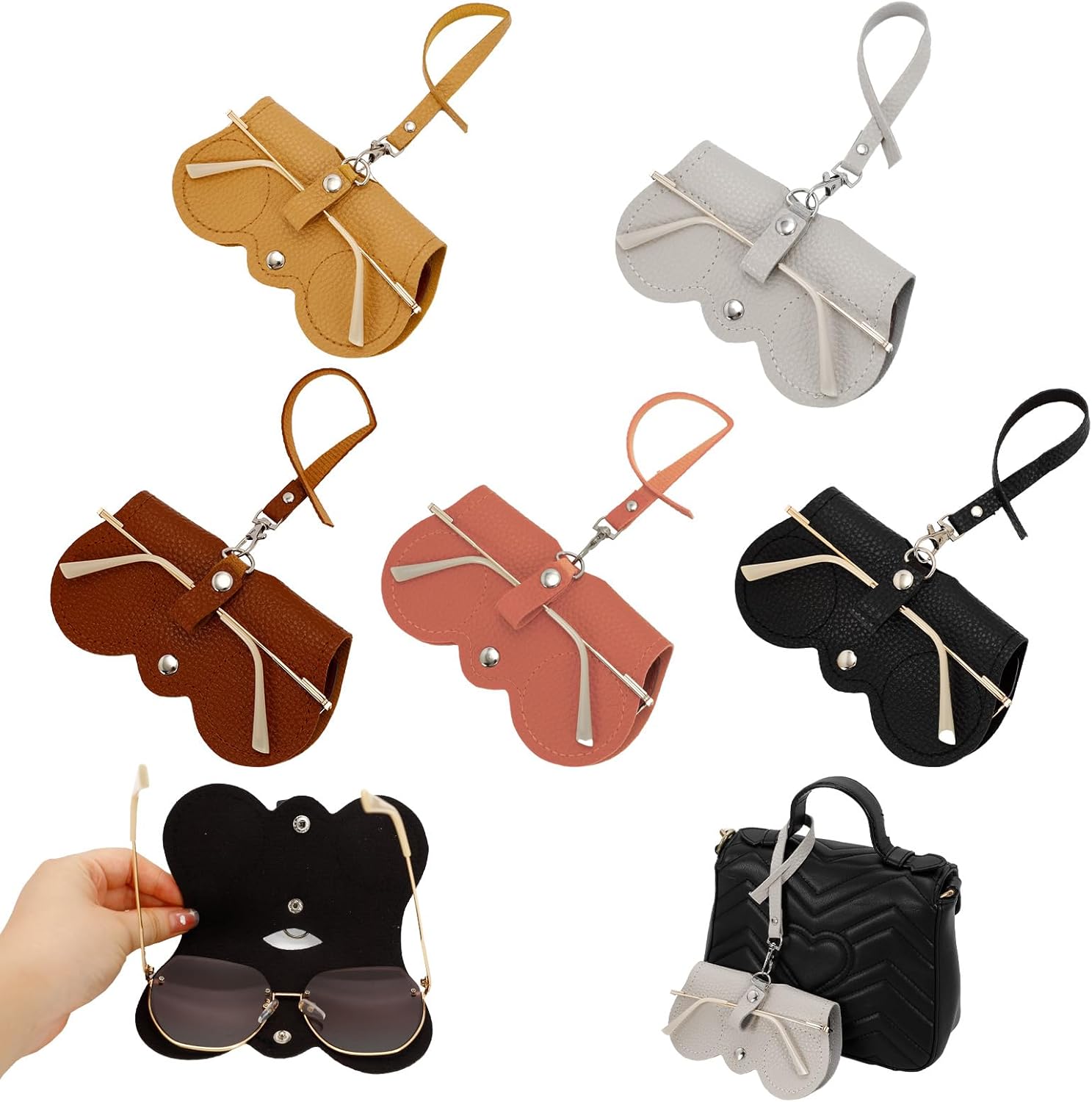 5Pcs Soft Leather Sunglasses Bag...