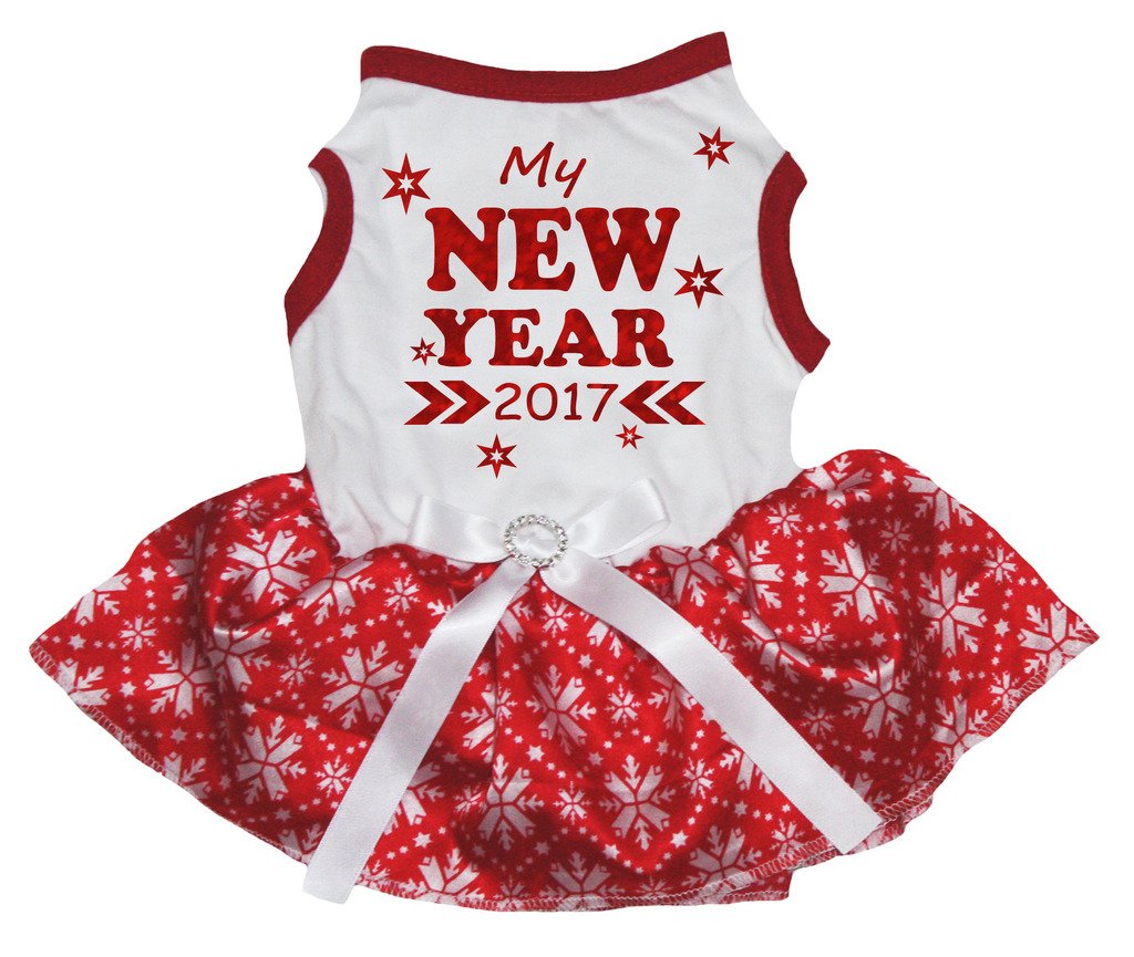 Robe pour chien flocon de neige en coton avec jupe tutu rouge style Noël