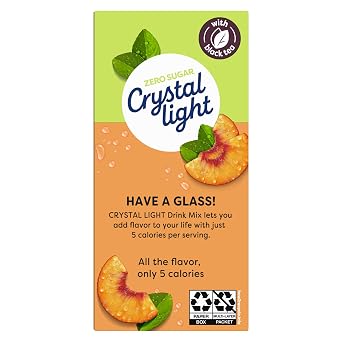 Crystal Light Drink Mix, 120 Packets, for Convenient On-the-Go Flavorful Hydration, Artificially Flavored Peach Iced Tea, Zero Sugar, 0.07 oz each