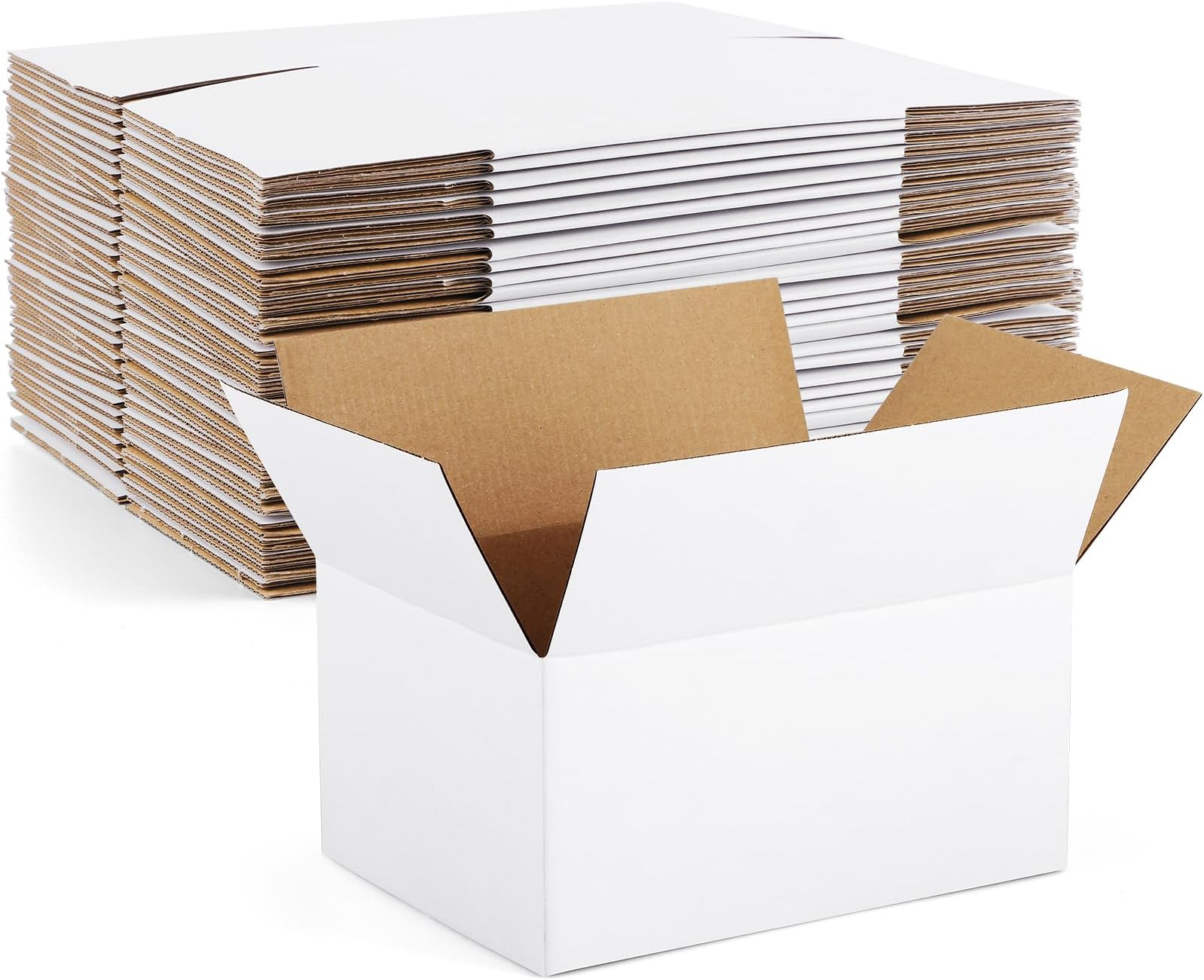 Eupako 8x6x4-Small-Shipping-Boxes-30-Pack-White-Corrugated-Box-Mailers, Cardboard Boxes for Packaging Small Business, Mailing