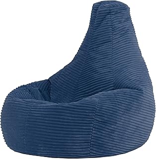 Icon Dalton Sitzsack Kinder, Denimblau, Flauschiger Cord Stoff, Sitzsack Cord mit Füllung, Bequemer Kinder Gaming Sessel, Kuschelsessel, Lese Sessel, Schlafzimmer, Kinderzimmer, Spielzimmer
