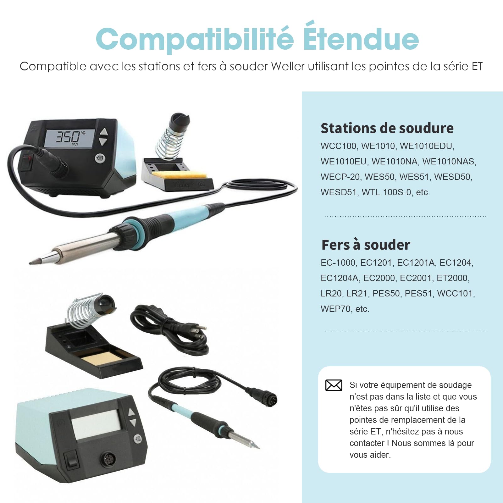 HANGLIFE ET Pointes Fer à Souder pour Weller WE1010NA WE1010EDU WES51/50 WESD51 WCC101 PES51/50 WEP70 LR21 et Stations à Souder/de Fer à Souder – Pointes de Rechange pour Équipements de Soudage Weller