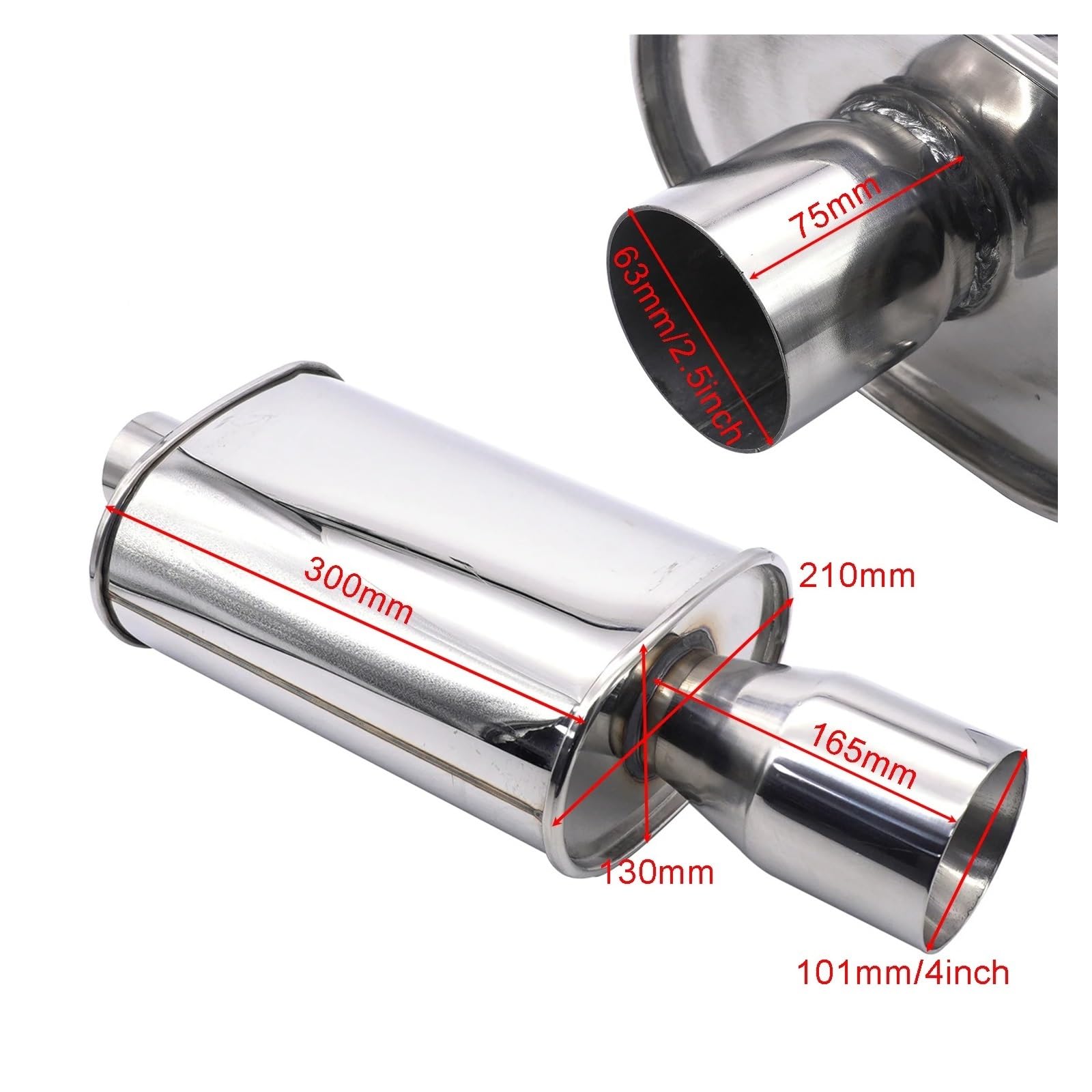 Per BMW Universal Car Exhaust Tuning Accessories Tubo Scarico Sportivo Acciaio Inox 63 Mm Ingresso Turbo Marmitta Di 101 Uscita Scarico Auto
