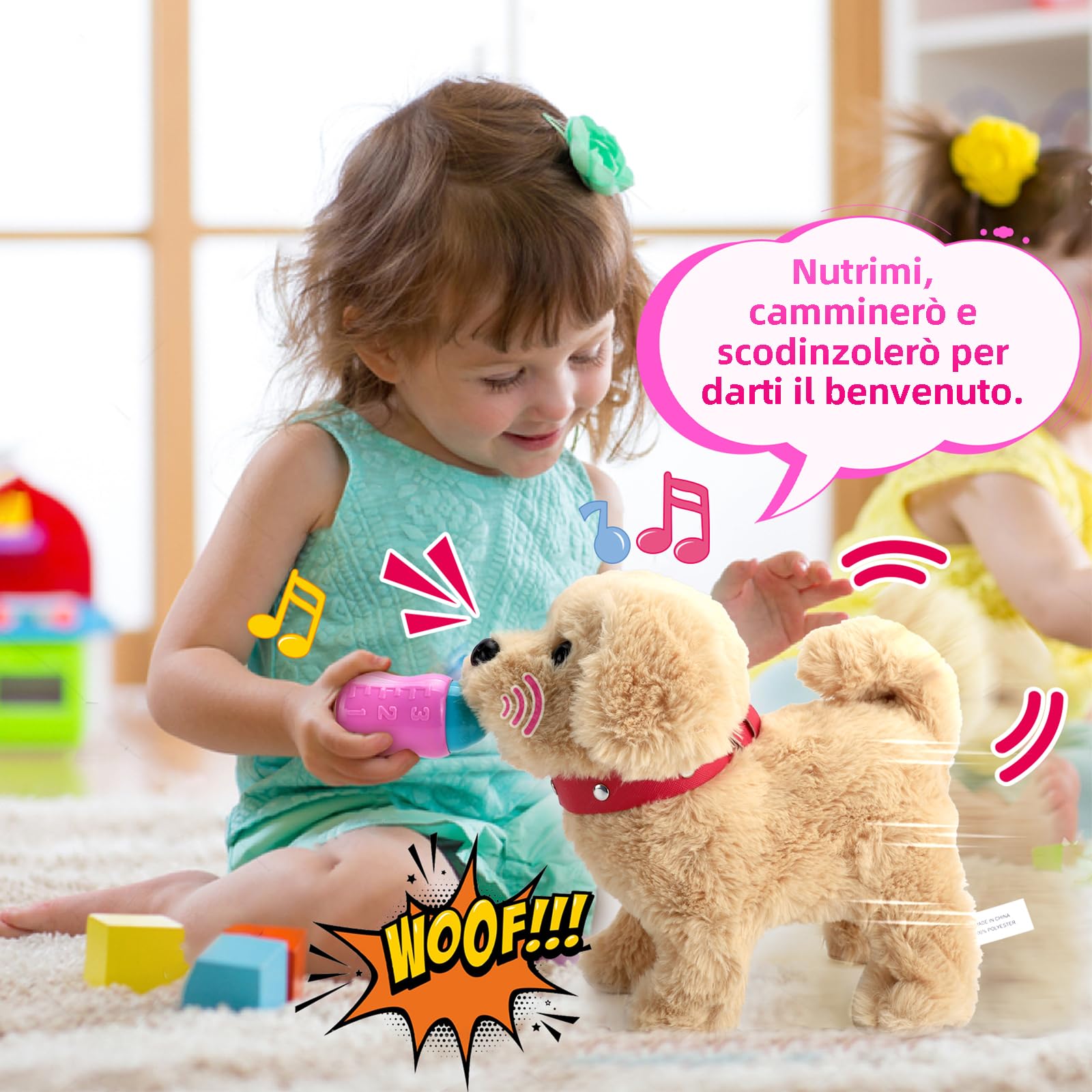 Koonie Cane Che Abbaia e Cammina, 11 PCS Giochi Cagnolino Interattivo per Bambini, Animali di Peluche Elettronici con Canta e Scodinzola, Regali di Giocattoli per Ragazze, Ragazzi di 2 3 4 5 Anni