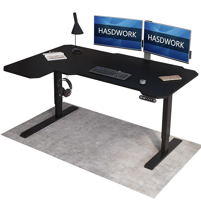 Buy Electric L Shape 59 Inches Standing Desk, HASDWORK Height Adjustable Sit Stand Up Computer
