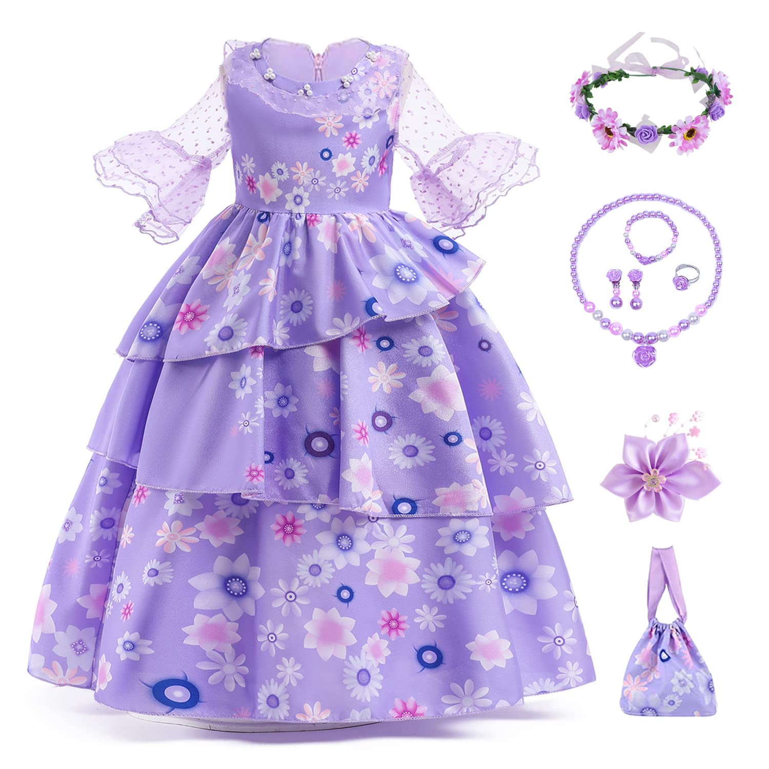 CIYTI Magic Dress Costume For Girls Halloween Birthday Party Outfit Cosplay Dress Up with Multiple Accessories for Kids