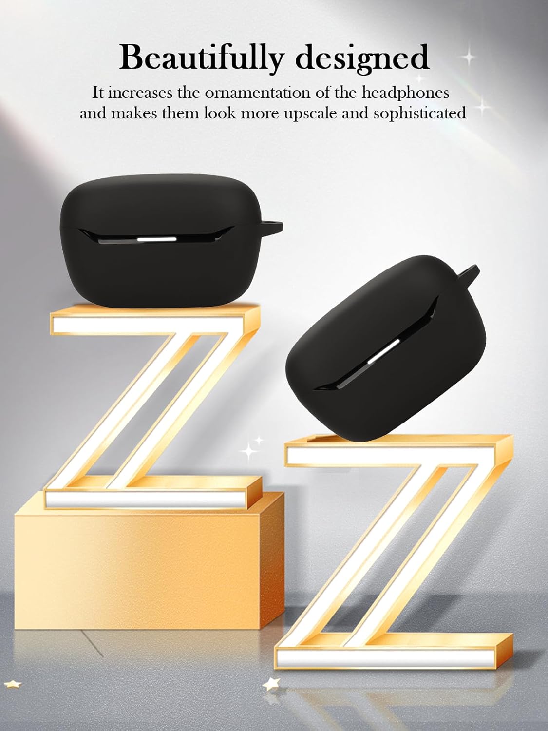 Case for JBL Endurance Race 2 True Wireless in Ear Earbuds,Soft Protective,Shockproof, BOVUGAC Silicone Case Cover with Keychain & Cleaning Kit & Lanyard-Black - Image 3