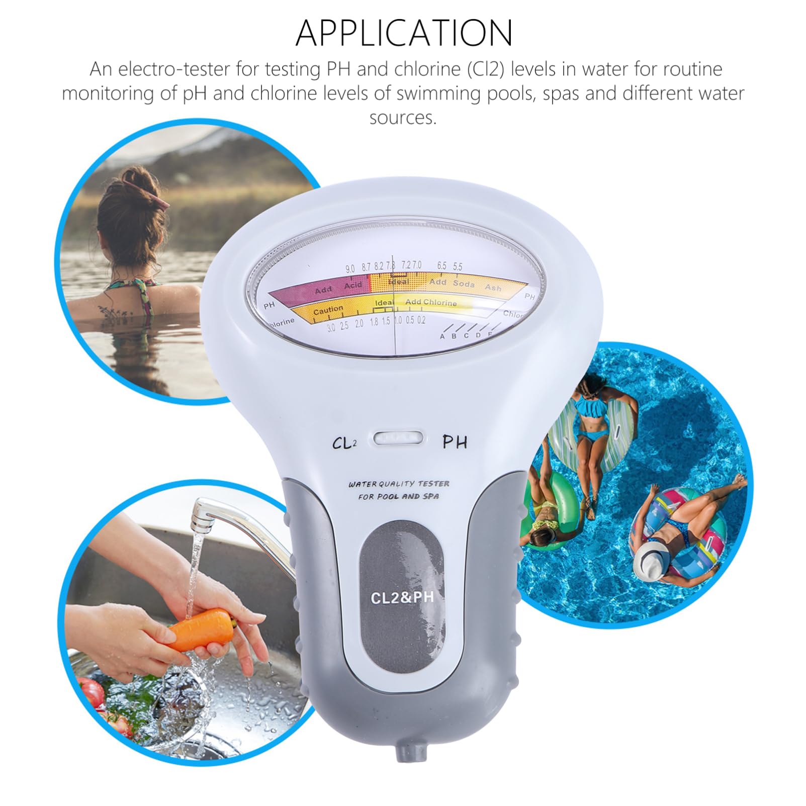 Toddmomy Medidor de Ph Portátil para Piscina y Spa Plástico Resistente, Lecturas Rápidas y Precisas para Diferentes Fuentes de Agua y Piscinas Termales
