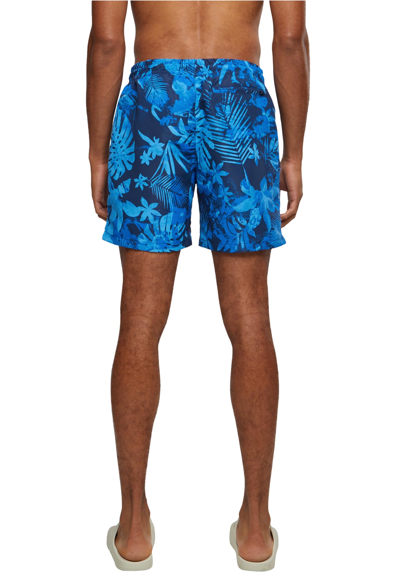 Urban Classics Pattern Palm Hombre Bañador Negro/Aceituna