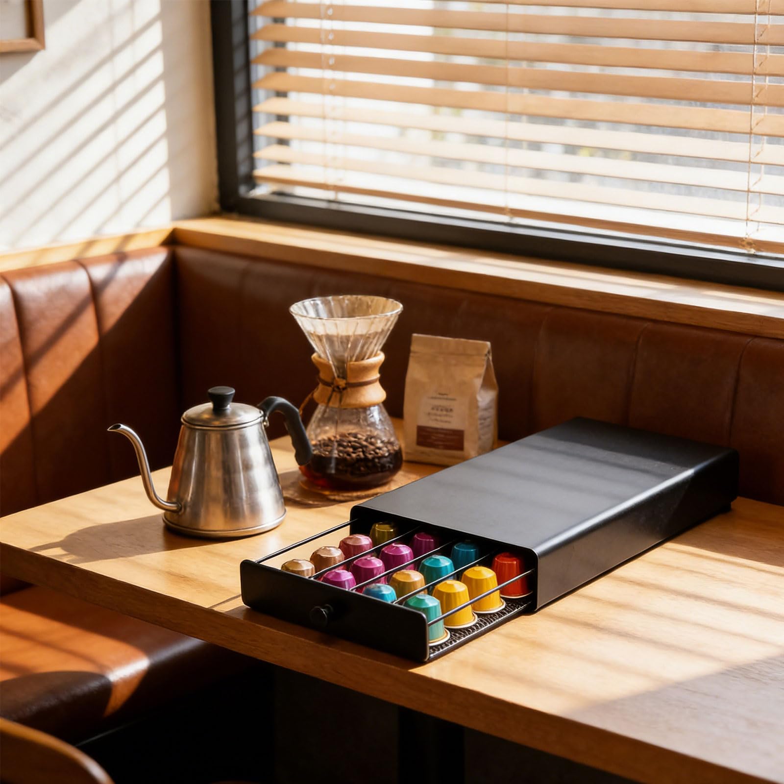 Organizador de cápsulas de café eficientes que ahorra espacio, con capacidad para 40 cápsulas, accesorio portátil para cocina o sala de descanso, uso diario, elegante soporte para cápsulas de