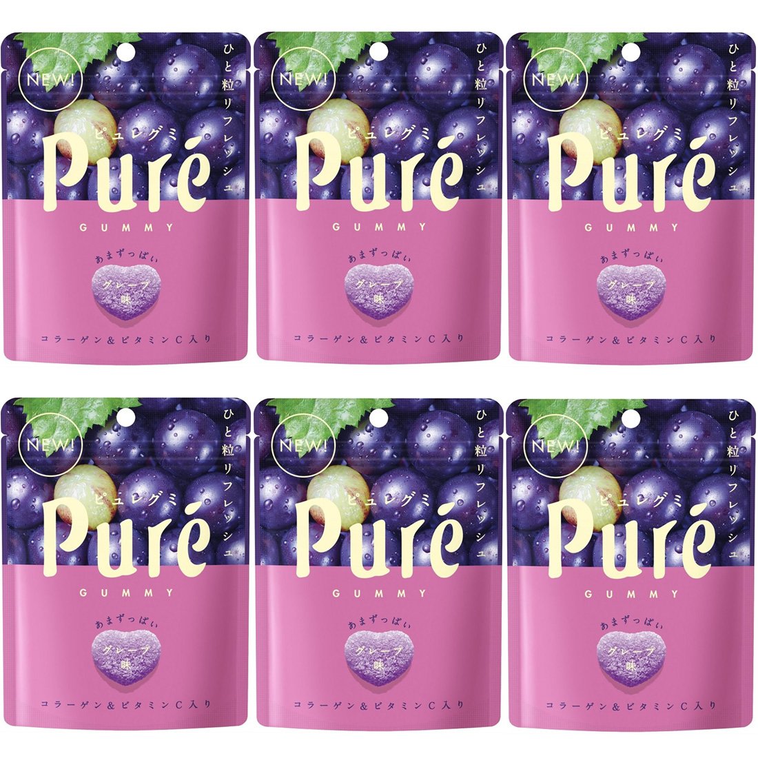Japanese Kanro Pure Gu-mmy Candies Grape flavored 2.0oz 6pcs Ninjapo™ Japan