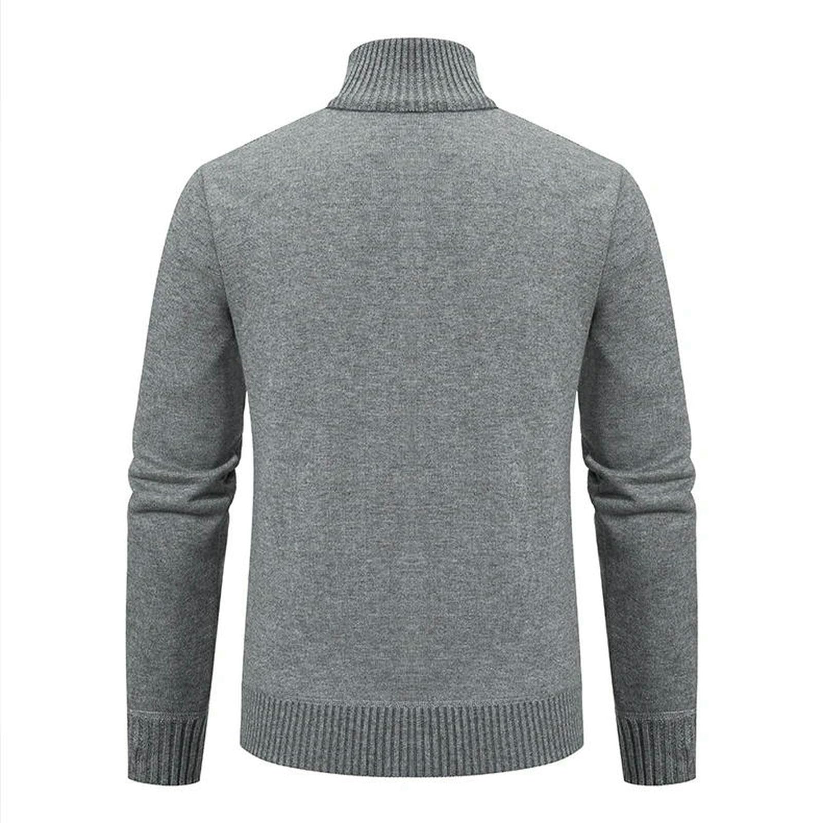 Sweter męski płaszcz z dzianiny na co dzień ciepły wyściełany jesień i zimę-8931-jasnoszary-XXL