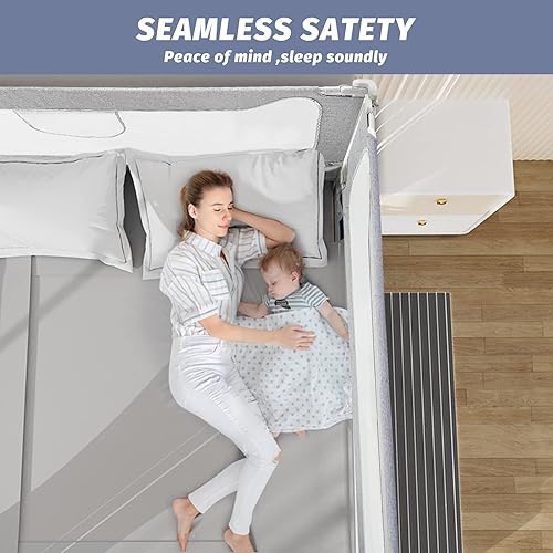 Miniatura 2 de FAMILL Riel de cama para niños pequeños, rieles mejorados para Queen, King, tamaño matrimonial, cama individual, protector de riel de cama con base