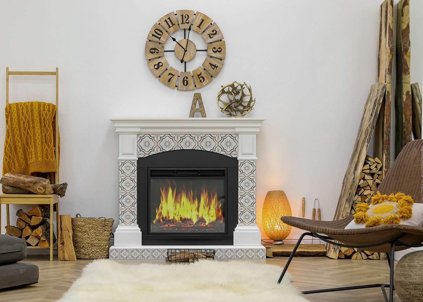 Mi Alma Collection Fireplace Decals Peel and Stick Tile Stickers 24 PCS Set backsplash Tile Decals Bathroom Decals Kitchen backsplash Design idea Vinyl Wall Decals Easy to Apply Home Decor (4x4 Inch)