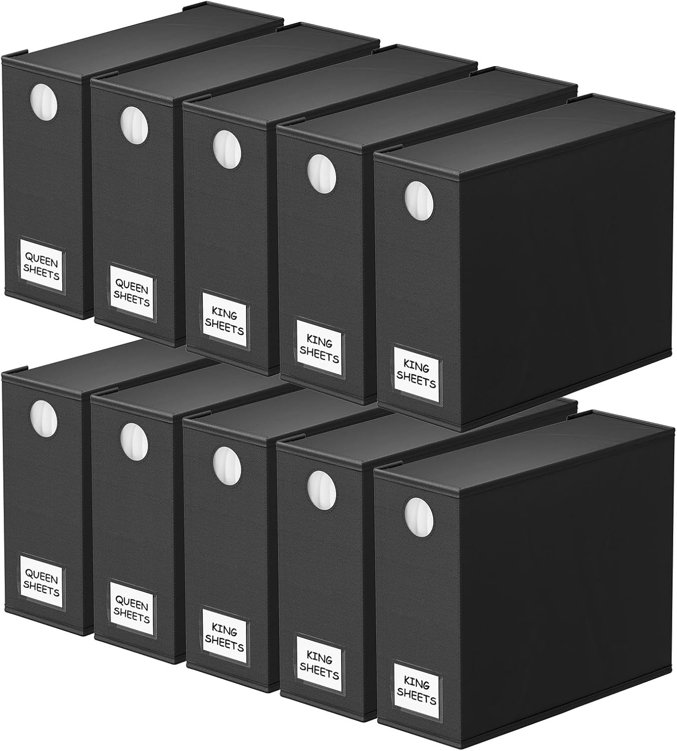 SpaceAid 4 Pack Bed Sheet Organizers and Storage, Foldable Sheet Organizer for Linen Closet, Sheets Set Folder Keeper with Window XL (Queen & King Size) Organizing Bedding Container, Beige