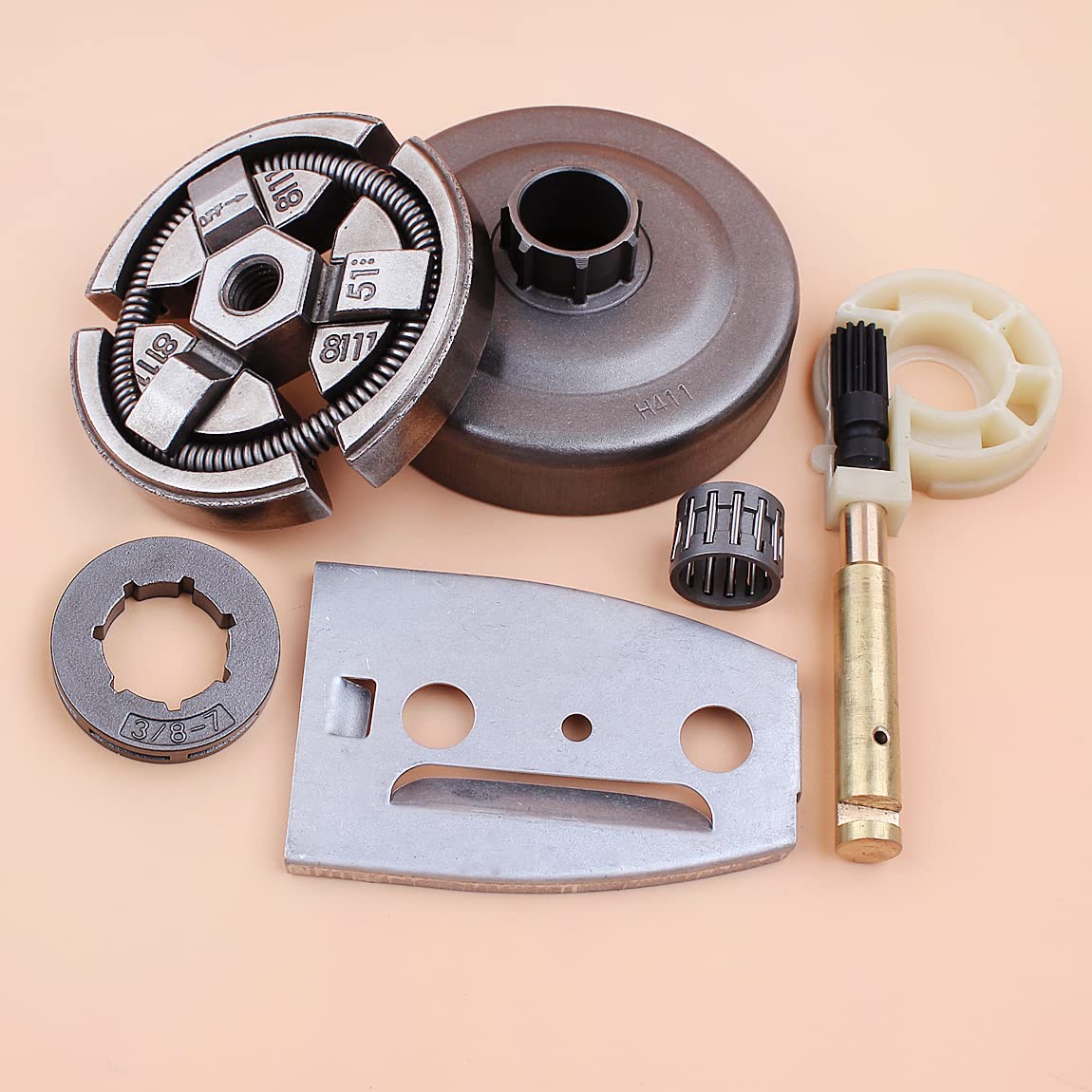 Bomba de Aceite for piñón llanta Tambor Embrague 3/8"-7T, Compatible con Motosierra 51 y 55. Repuesto
