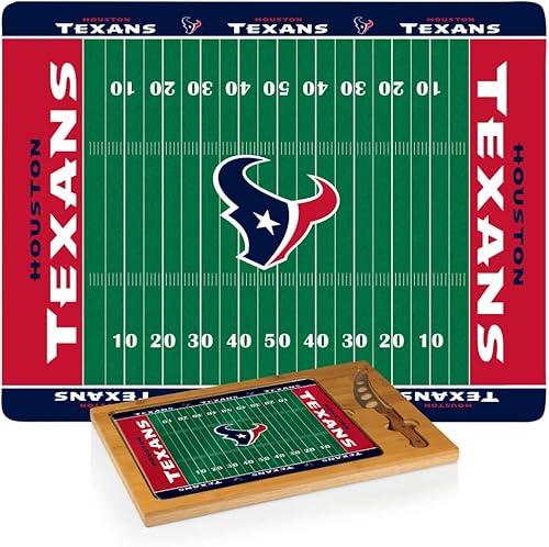 Vista 13 de PICNIC TIME NFL Football Field Icon - Juego de tabla de cortar y cuchillos con parte superior de vidrio, (Parawood y bambú)
