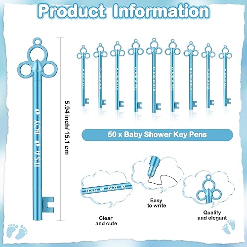 Miniatura 2 de Geyoga 50 juegos de recuerdos de fiesta de baby shower, 50 bolígrafos elegantes con forma de llave, bolígrafos de tinta de gel, 50 tarjetas de