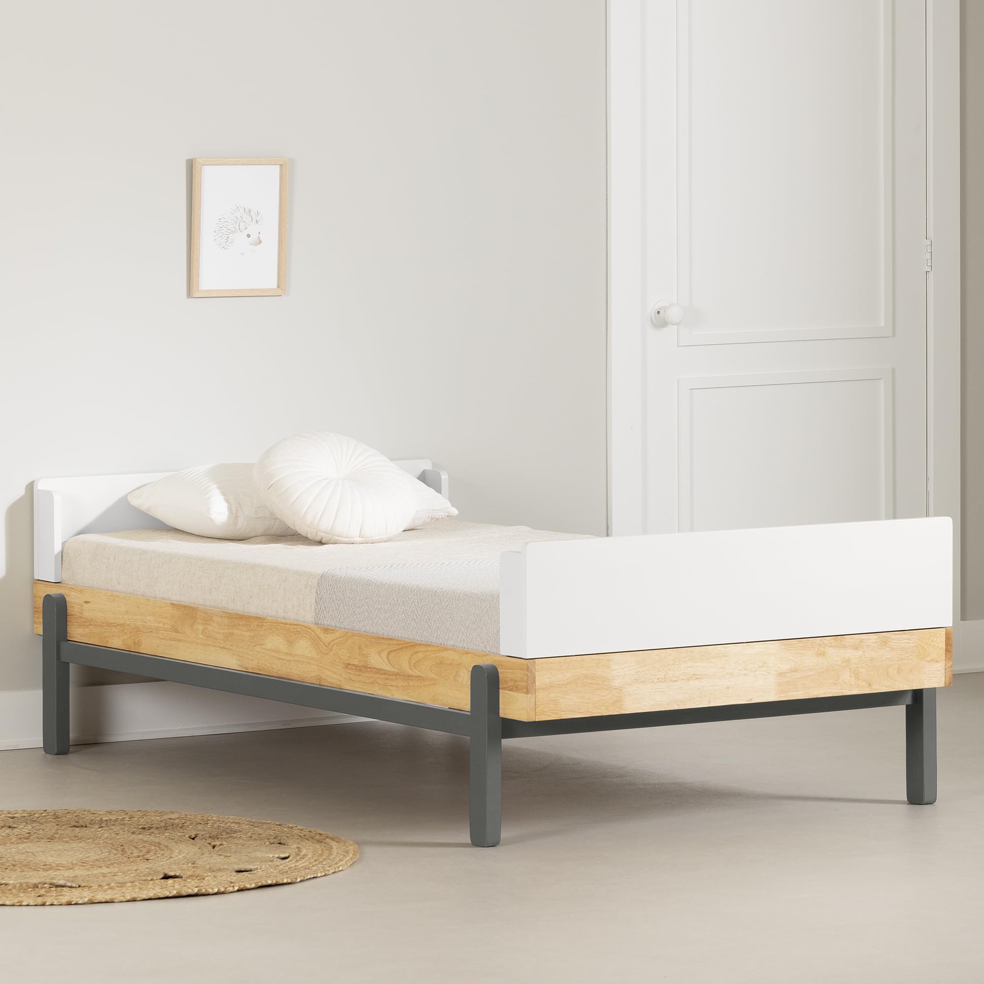 South Shore Furniture Bebble Complete Bed, Twin, Natural and Gray