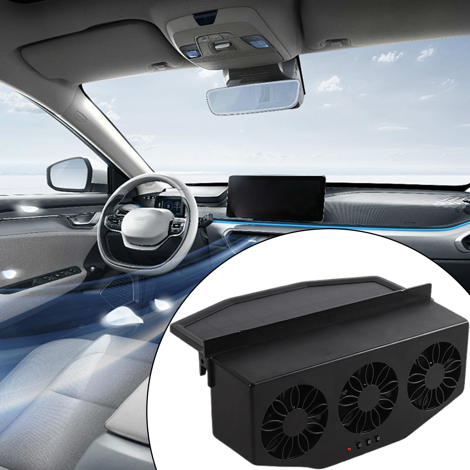Ventilateur d'échappement pour voiture – Ventilateur de voiture à énergie solaire, 1200 mAh, chargement USB pour camping-car, camion, berline, purificateur d'air automatique