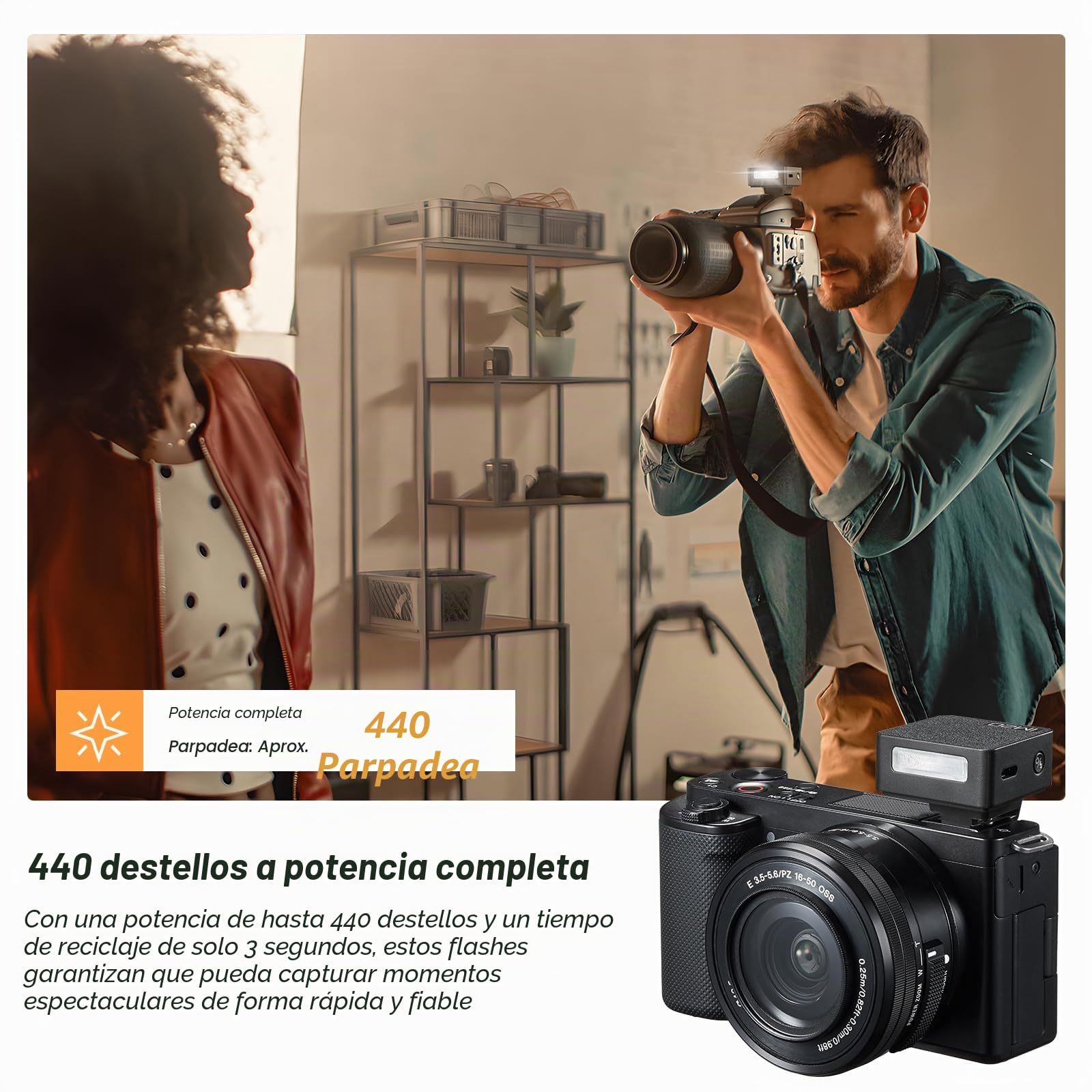 GODOX Mini Flash de cámara iM20, 5 Niveles de Potencia de Flash, 6000 K ± 200 K 440 Full Power Flashes Godox im20 Mini Flash para Canon Sony Nikon Fuji Olympus