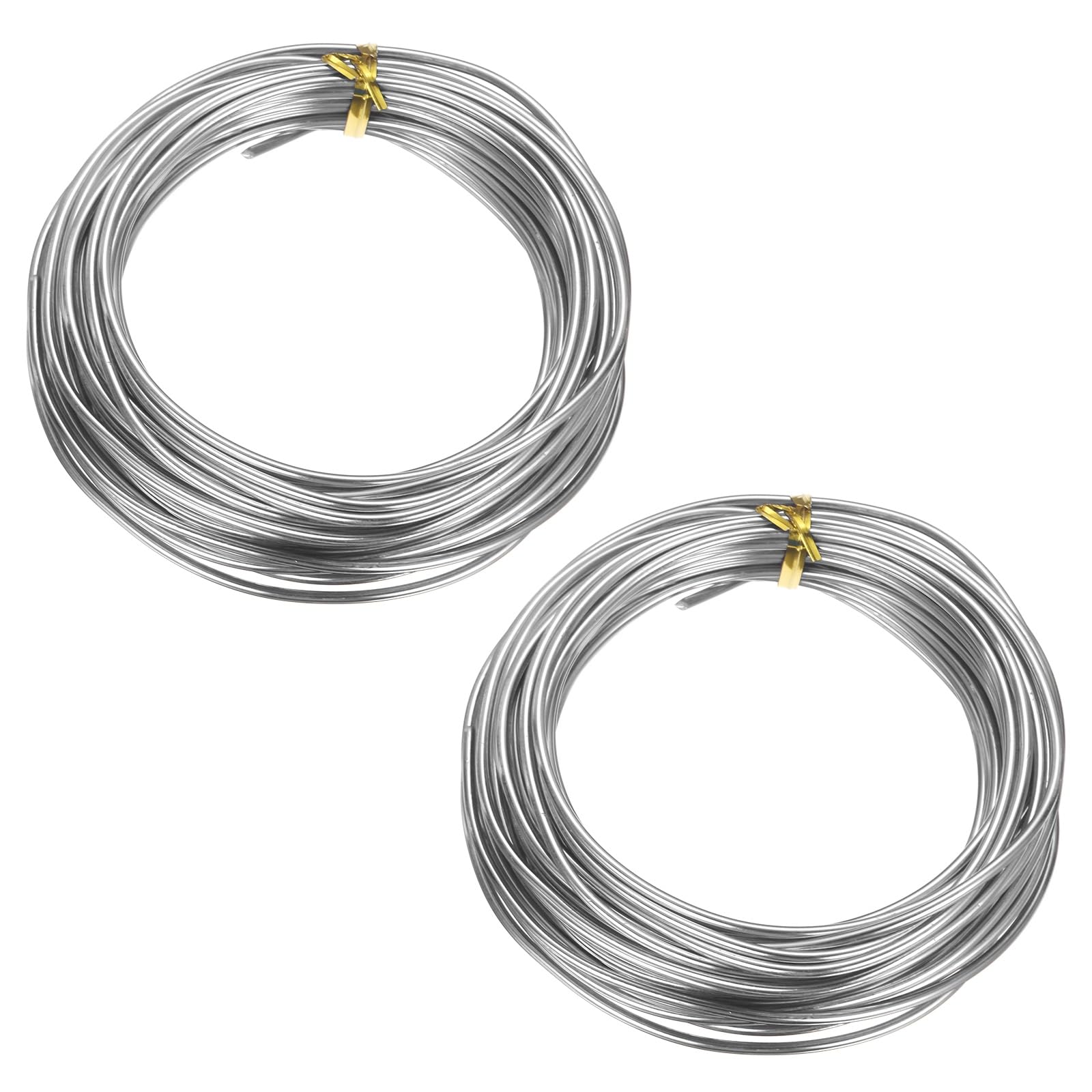 sourcing map 2 Roll Bonsai Wire 2.5mm Each Roll 32.8ft (10m) Anodized Aluminum Bonsai Wire for Gardening Tree Branch Fixing DIY Crafting, Silver