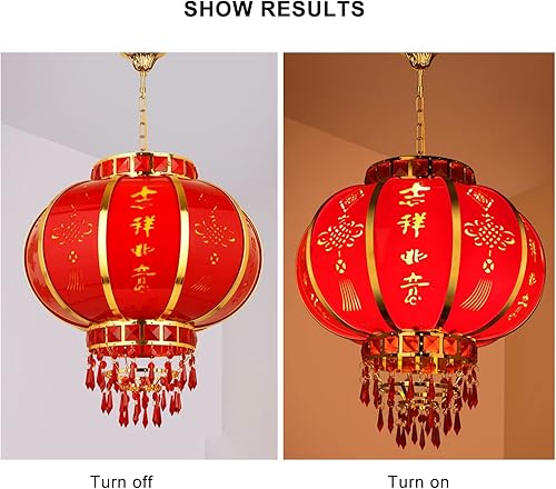 Miniatura 5 de Nuevos globos de cristal rojo de estilo chino para luz colgante, lámparas colgantes de linternas rojas para isla de cocina, linternas rojas retro,