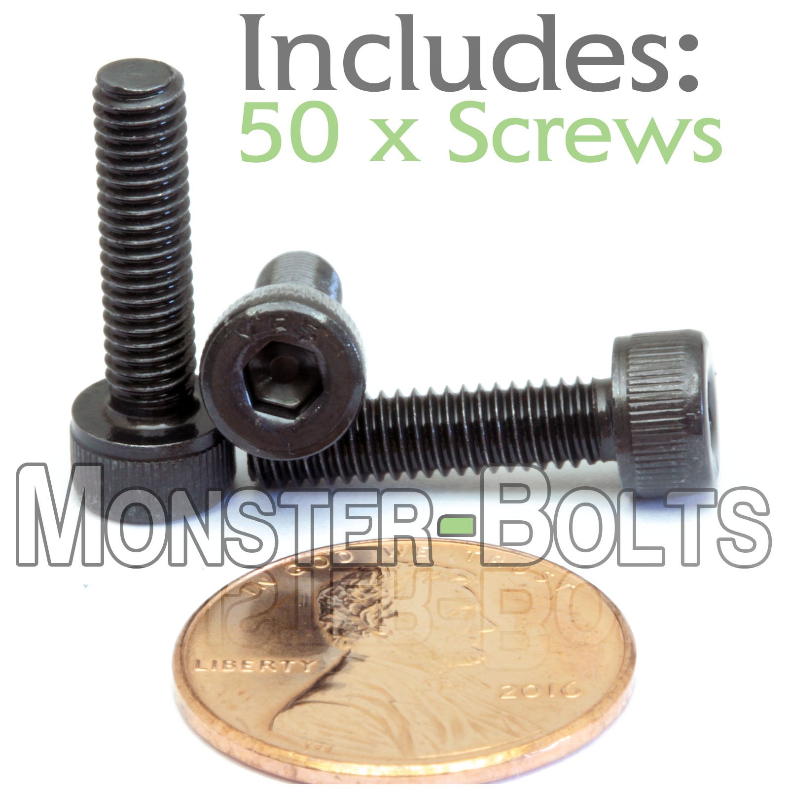 MonsterBolts - M4 x 15mm Socket Head Screws, DIN 912, Alloy Steel, Black Oxide, 50 Pack