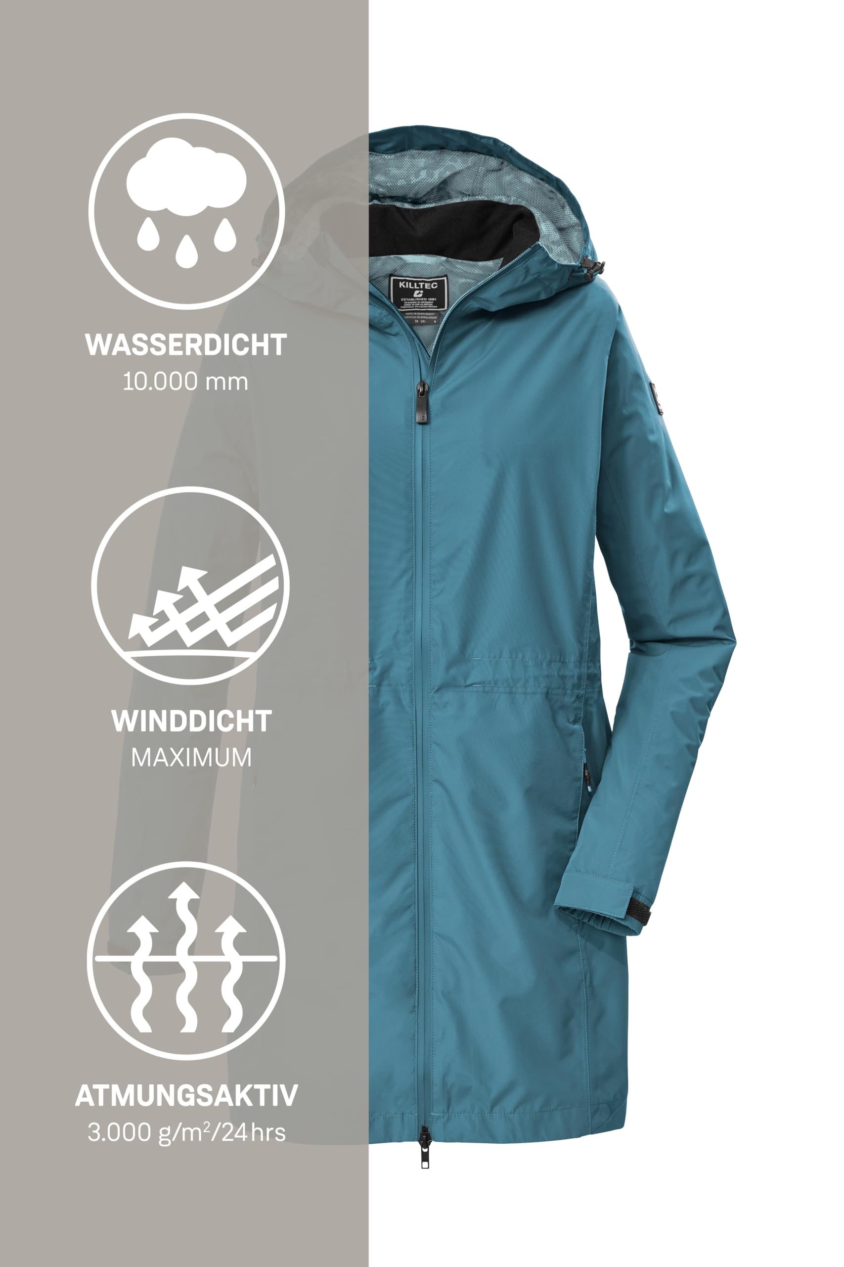 Killtec Damen Funktionsparka wasserdicht mit Kapuze