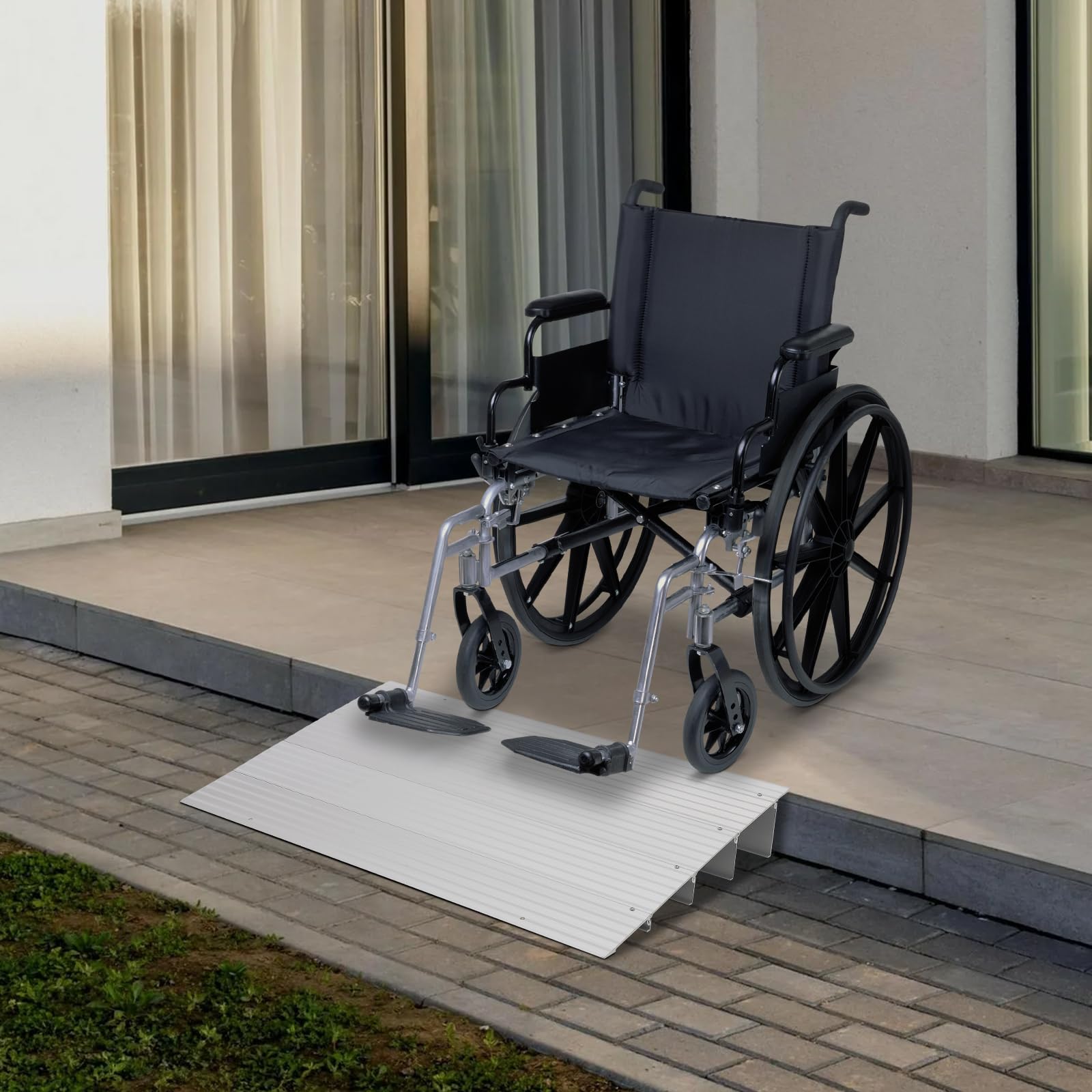 Rampa soglia regolabile in alluminio 4" - Portata 320kg, ideale per accesso porta, sedie a rotelle, scooter, passeggini, camper e animali - Perfetta per transizione pavimento interno/esterno