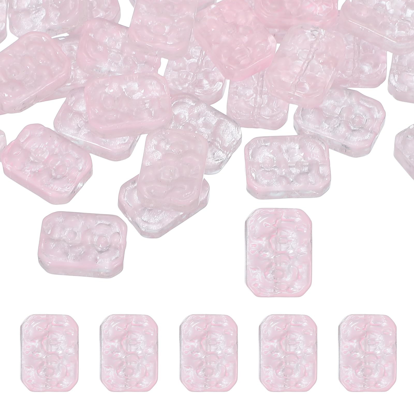 Perles rectangulaires en cristal rose pour fabrication bijoux breloques et porte-clés DIY