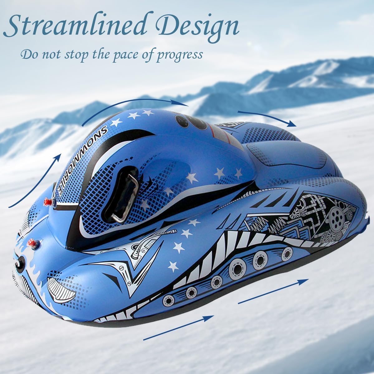 Baiao Snow Tube Inflatable Snow Sled Heavy Duty Snow Toys for Kids and Adults, Inflatable Snow Tube Winter Outdoor Toys(Ski Motor Boat)