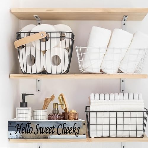 Miniatura 6 de Lnond Caja de decoración rústica para baño, cesta de almacenamiento para tanque de inodoro, cesta de almacenamiento de Hello Sweet Cheeks, cesta de