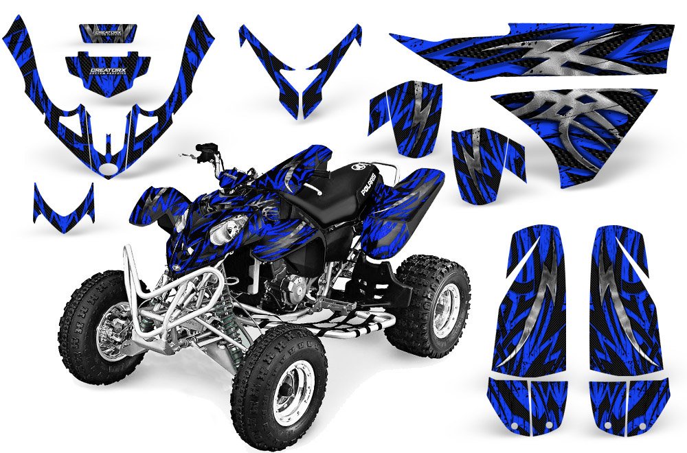 CreatorX Graphics Kit Decals Stickers for Polaris Predator 500 Bolt Thrower Blue