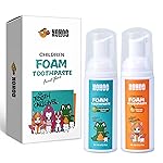 NOHOO Kids Foam Toothpaste with Fruit Flavor,Fluoride Free Natural Formul, Foam Toothpaste for Electric Toothbrush,Suitable for Toddler\'s Oral Cleaning and Cavity Prevention(Orange+Cantaloupe)