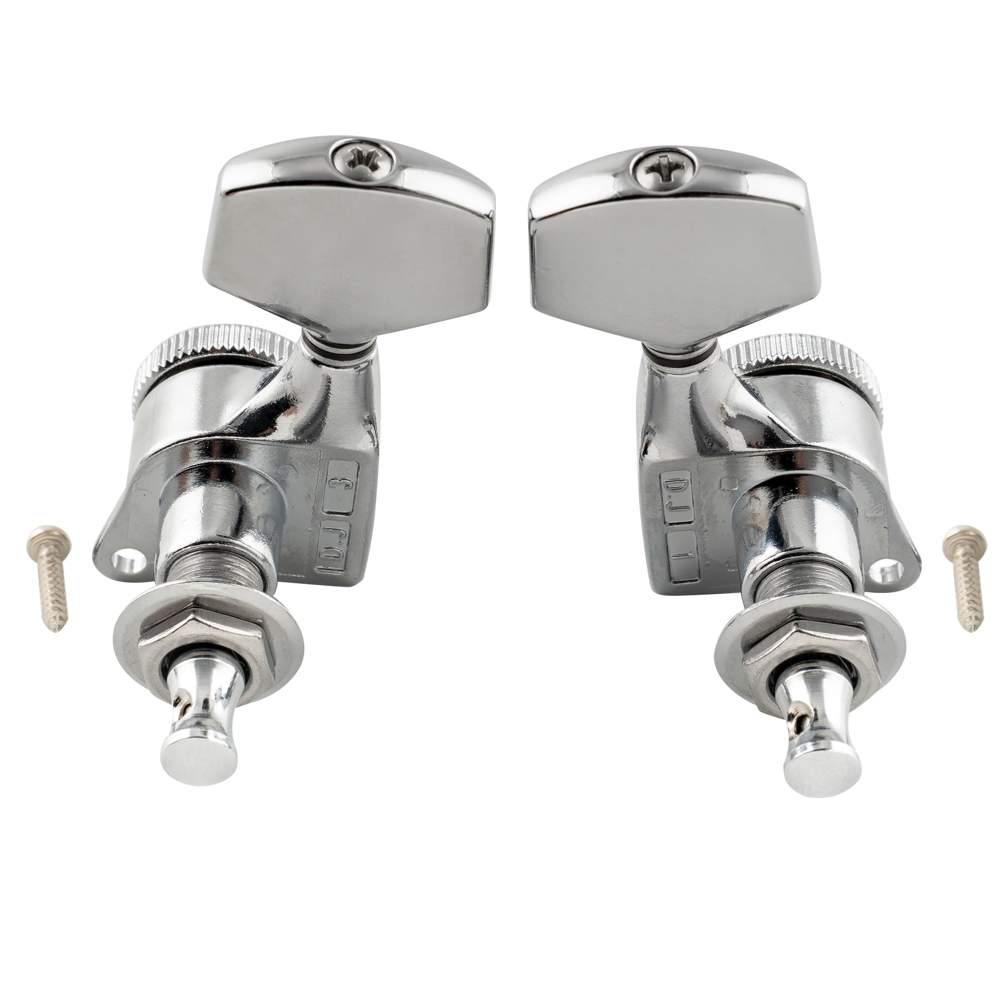 Musiclily Pro L3+R3 Meccaniche Autobloccanti Ratio 18:1 Chitarra Locking Tuners per Chitarra Elettrica/Acustica, Cromato con Bottone Esagonale